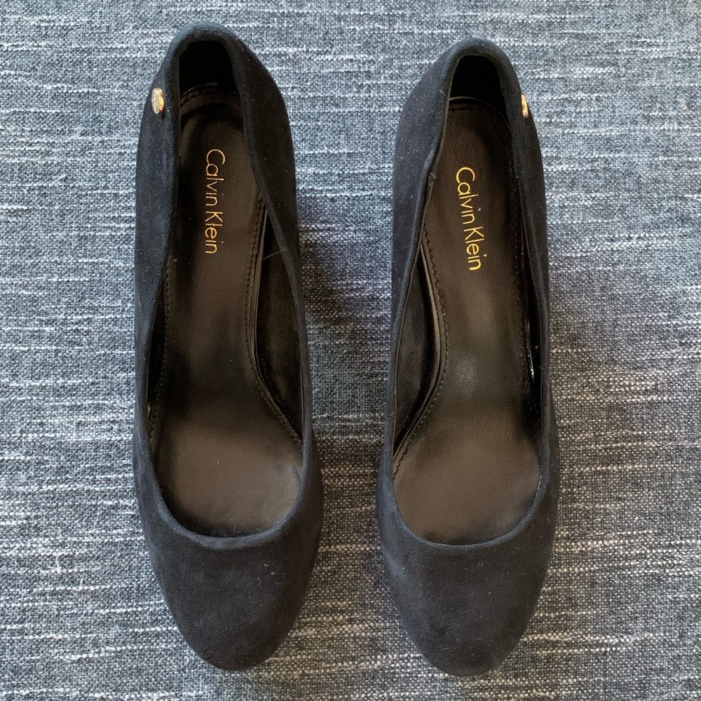 Calvin Klein Black Suede Block Heels